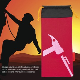 Alomejor Tent Peg Bag Camping Portable Tent Stakes Bag Hammer Nail Pouch for Hiking Camping Tent Hammers and Other Accessoris (Red)