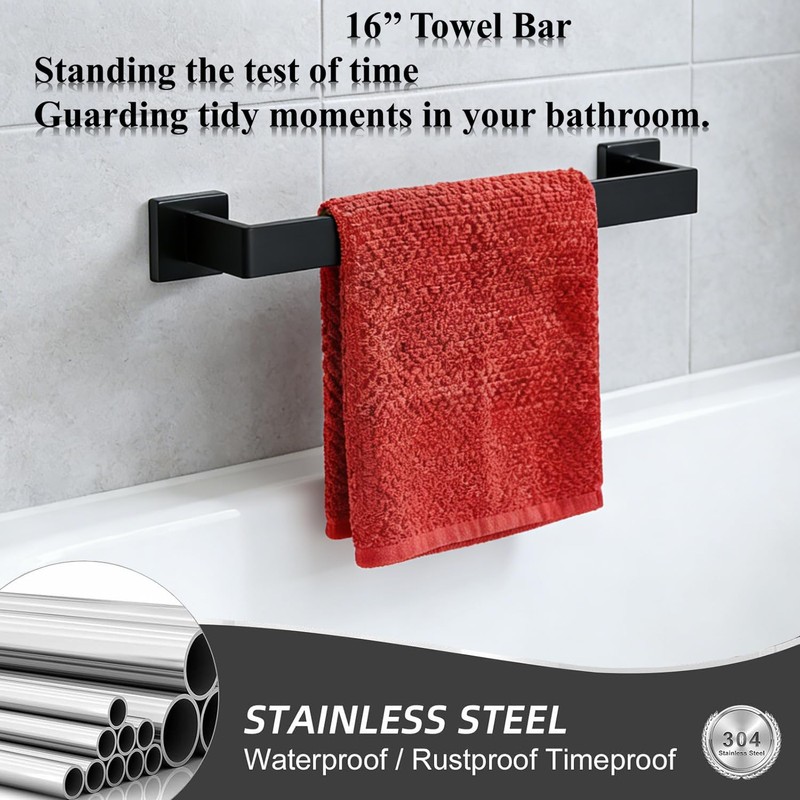 2 Packs 16 Inch Bathroom Towel Bar SUS304 Stainless Steel