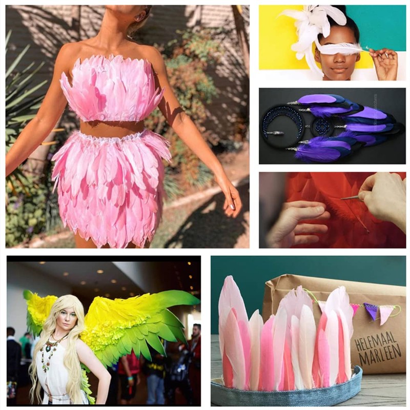 100PCS White Goose Feather 6-8inch Mixed Jewelry Making Crafts Swan