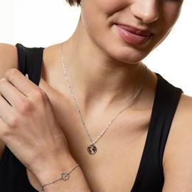 XENOX® World Globe Necklace – Women's Necklace Made of High-Quality 925 Sterling Silver with World Globe Pendant, Sterling Silver