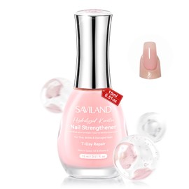 SAVILAND Nail Hardener Extra Strong 15 ml: Gloss Shine Nail Polish for Brittle Nails, Professional Nail Strengthener Rich in Keratin Castor Oil Cuticle Oil with Pink Colour