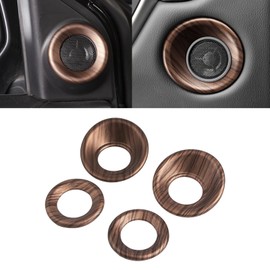 Xotic Tech for CRV Speaker Rings ABS Cover Front Rear Door A-Pillar Horn Loudspeaker Audio Stereo Decorations Circle Trims for Honda CR-V 2017 2018 2019 2020 2021 2022 (Peach Wood Grain)