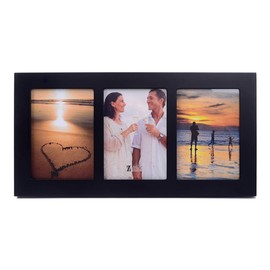 UMICAL 4x6 3-Opening Collage Picture Frame with Shatter-Resistant Glass & Black Wood Photo Frames for 4x6 Inch Pictures Display Made for Tabletop Stand and Wall Mounting