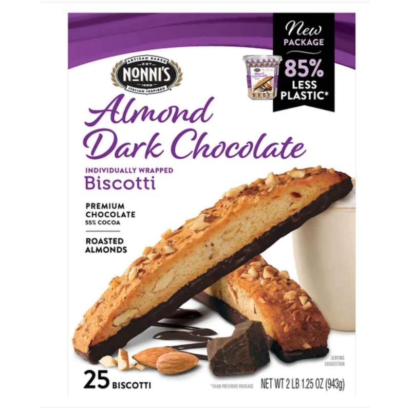 Nonni's Almond Dark Chocolate Biscotti: 25 Count, 2lb,1.25 oz (943