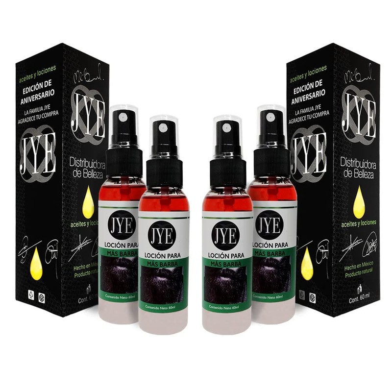 JYE Loción Crecimiento De Barba Bergamota Extra Fuerte, 4 Frascos