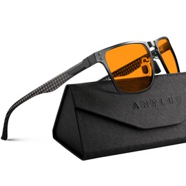 ANYLUV Blue Light Glasses Men/Women, Gaming Blue Light Blocking Glasses, Relieve Eyestrain-Carbon fiber Black/Rivets