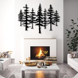 Pine Tree Metal Wall Art, Big Pine Trees Metal Wall Art, Metal Pine Tree Art, Metal Minimalist Pine Wall Decor, Nature and Forest Decor, Tree Decor Wall Hanging, Nature Lover Gift (33"x 24"| 86x62cm, White)