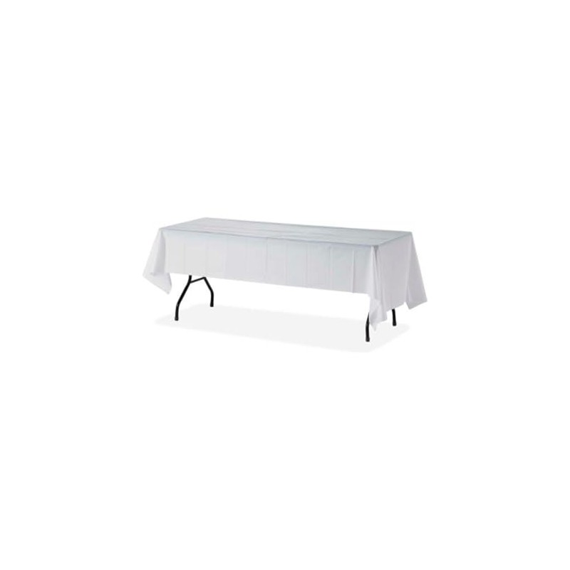 Genuine Joe Plastic Table Cover, 54" x 108', White, 6
