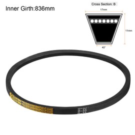 sourcing map B-33 V-Belt 33 Inch Pitch Length, B-Section Rubber Drive Belt 838 Li