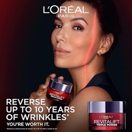 L'Oreal Paris Revitalift Triple Power Crema hidratante facial antienvejecimiento, Pro Retinol, ácido hialurónico y vitamina C, reduce las arrugas, 2.5