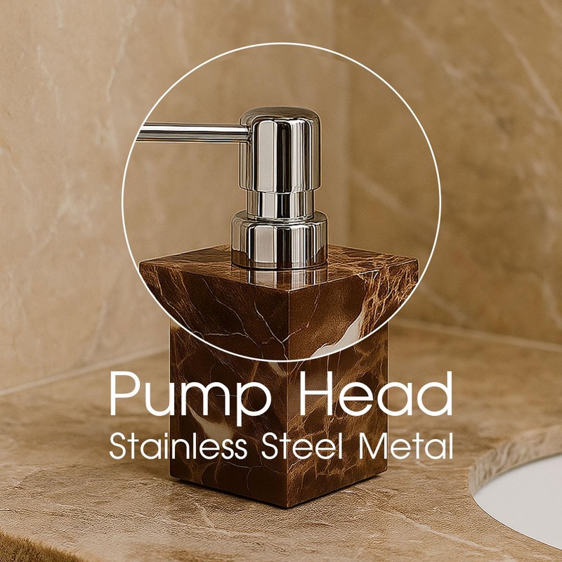 AUSAULAC 2 Pack Real Natural Marble Soap Dispenser with Stainless