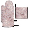 Mxocom Rose Gold Leopard Oven Mitts and Pot Holders Sets