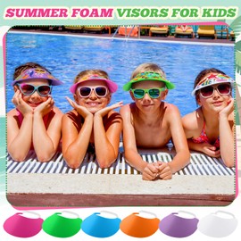 Maiteenly 36 Sets Summer Foam Visor Sun Hats Crafts Kits for Kids Include Assorted Color Foam Hats Rhinestone Felt Stickers and Markers for Boys Girls Crafts Outdoor Sea Party Activities Supplies