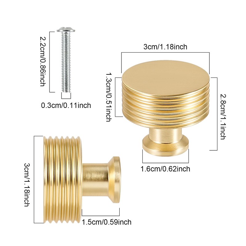 TRIXES 4PK Matte Gold Drawer Knobs - Decorative Cabinet Drawers