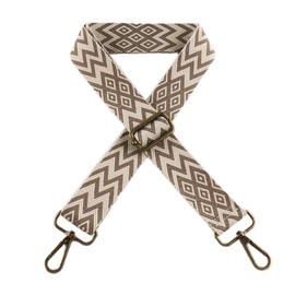 Classic Adjustable Shoulder Strap for Bags, 3.8 cm Wide Bag Strap, Adjustable Length 70-135 cm Shoulder Strap, Replacement Bag Strap for Duffel Laptop Bag, Bronze Buckle, Light Brown White