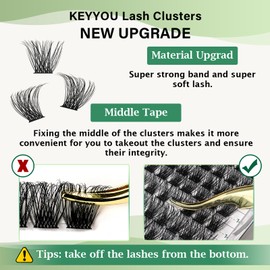 Lash Clusters 96pcs Individual Lashes D Curl 18mm Eyelash Clusters KEYYOU Volume Wispy Lash Extension Soft&Comfortable Easy DIY at Home(Y23,D-18mm)