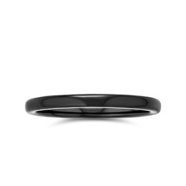 Thin Stackable Minimalist Simple Dome Black Couples Titanium Wedding Band Ring For Men For Women Comfort Fit 2MM