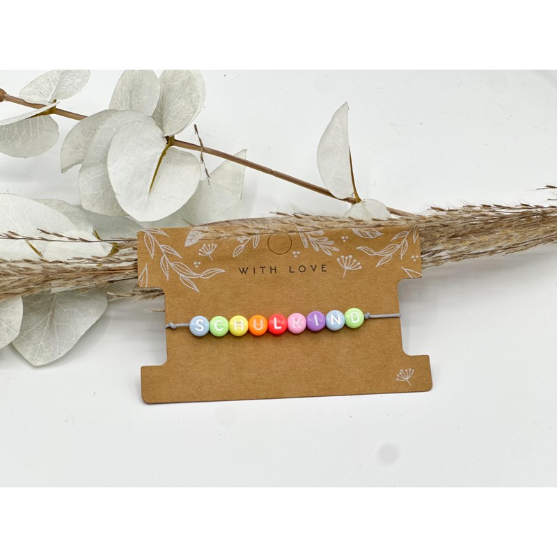 Schulkind Armband Geschenk Mädchen Junge Einschulung Perlenarmband Schultüte erste Klasse