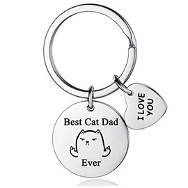 Funny Cat Dad Keyring Gift Dad Keychain for Cat Lover Best Cat Dad Ever Key Ring Present Funny Father’s Day for daddy dad from daughter son Cat Owner Gifts Pet Rescue Gifts (Best Cat Dad Ever)