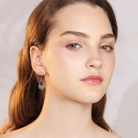 Sterling Silver Dangle Earrings Lotus Drop Earrings Lotus Mother's Day Jewellery for Women