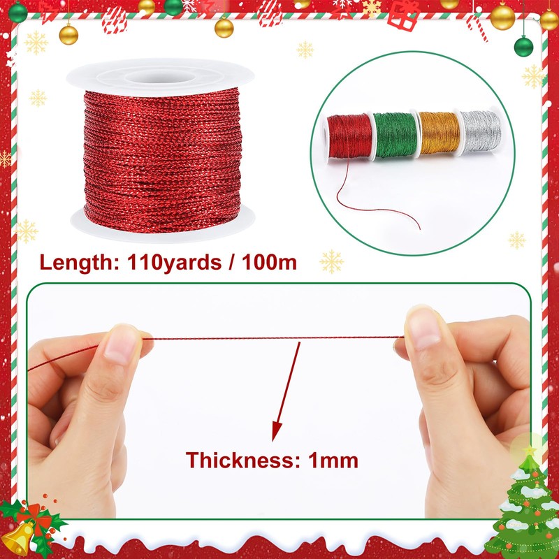 JUNEBRUSHS 218 Yards Christmas Metal String (Gold Silver)