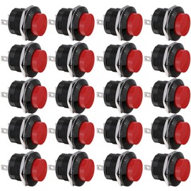 Clyxgs SPST Mini Push Button Switch AC250V / 3A AC125V / 6A Without Locking Round Push Button Switch Red Cap 20 Pack