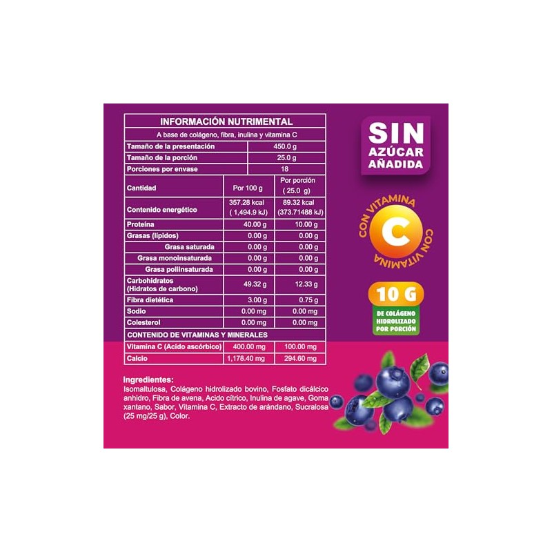 Colágeno Hidrolizado Sin Azúcar + Isomaltulosa + Vitamina C
