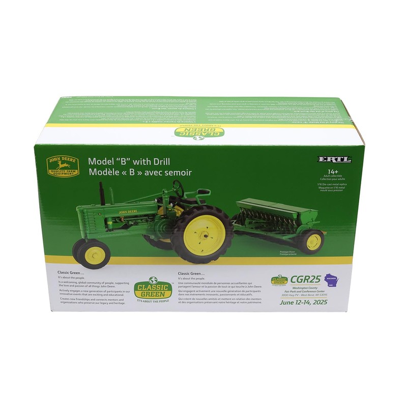 John Deere 1/16 Model B with Van-Brunt Grain Drill Toy