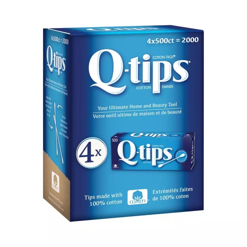 Q-Tip 큐팁 면봉 500개 4팩 Q-tips Cotton Swabs 500ea 4