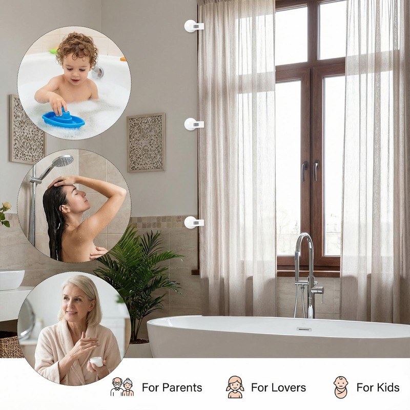 Dplolng 6 Pcs Shower Curtain Suction Cups,Shower Curtain Clips with