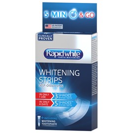 Rapid White Whitening Strips | Fast Acting, Ultra-Thin | Self Dissolving | for a Whiter, Brighter Smile Without Peroxide | Easy to use Whitening Strips