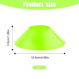 XIHIRCD 25pcs Soccer Cones for Training, Mini Small Football Flexible Agility Disc Cones with Mesh Bag for Kids Basketball Practice Equipment Skating and Other Sports Games (Fluorescent Green)