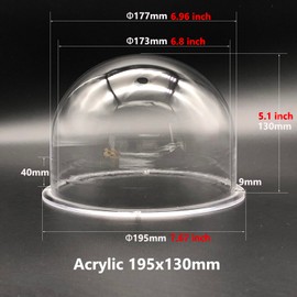 UQISOVI 7.6 Inch Acrylic Clear Camera Dome Cover Heightened Transparent CCTV Security Camera Protective Housing Cover Hemispheres Lens Cover with Pre-Pierced Holes 7.6" Dia x 5.1" H 195x130mm