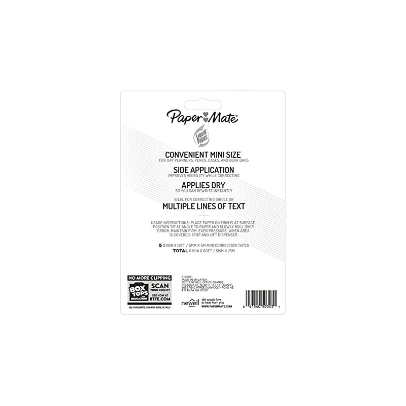 Liquid Paper DryLine Mini Correction Tape, 5 Pack