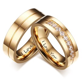 AMDXD Engagement Rings Pair Silver 6 mm Partner Rings for Him and Her with Zirconia Memo Ring Silver, Stainless Steel, Cubic Zirconia
