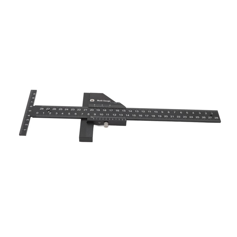 Multifunction Woodworking Ruler Aluminum Alloy T Shaped Black Measuring Marking
