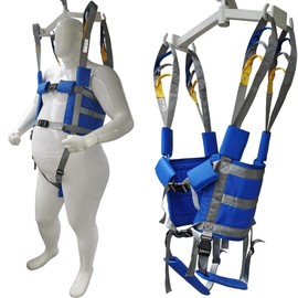 Patient Lift Aid Sling Assist Elederly Senior Transfer Belt Sit Stand Walk Straps Harness Fold Up Full Body Support Leg Excisers Blue