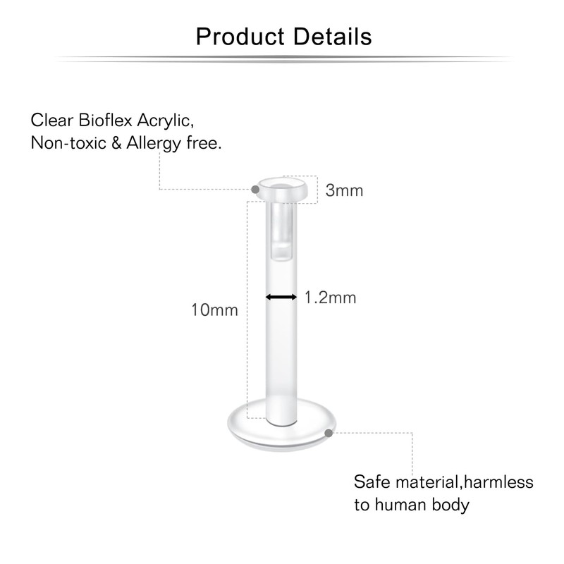 Mayhoop 16G Clear Tragus Helix Piercing Earrings 6 mm Flexible