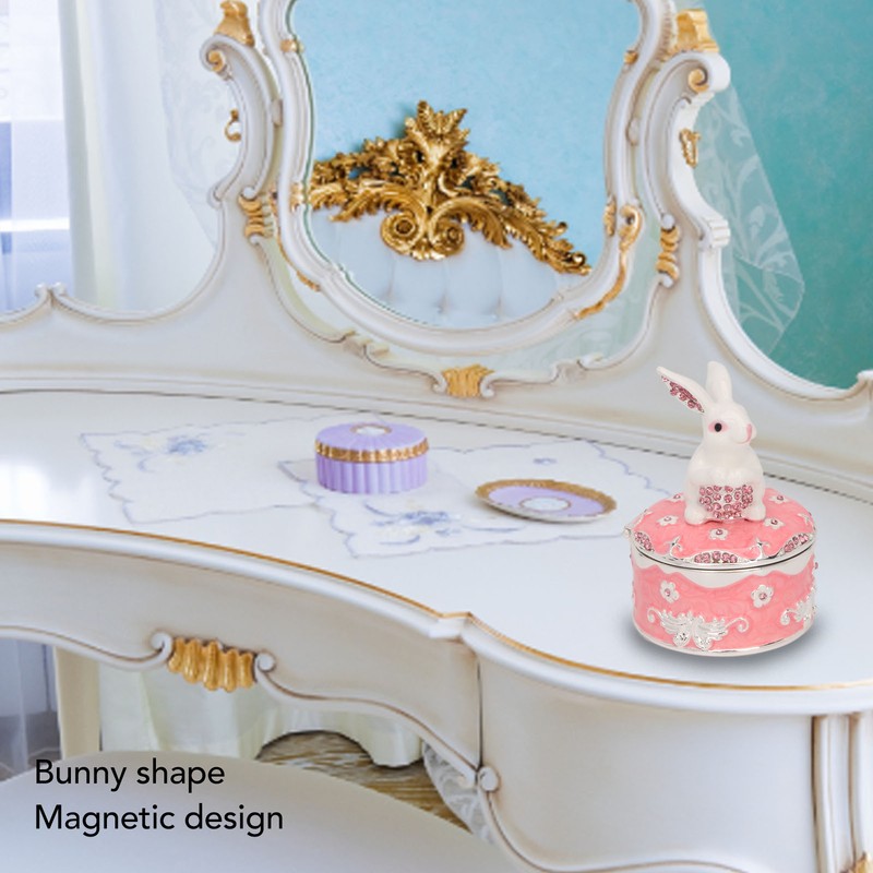 Trinket Box Exquisite Cute Bunny Shape Magnetic Design Zinc Alloy