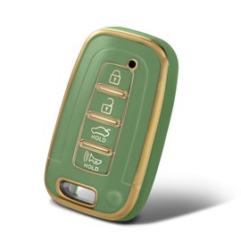 WORCAS TPU Smart Key Fob Case Protective Cover Compatible with Hyundai Azera Elantra GT EQUUS Genesis Coupe Santa FE Sonata Tucson Veloster KIA Borrego Forte Sorento Soul SPORTAGE(Green)