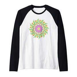Vintage Flower & Nature Mandala Colorful Graphic Design Raglan Baseball Tee