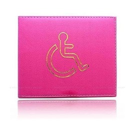 Shoes Lane Disabled Badge Holder Cover Wallet Safe Protection Protector Disability Parking Permit Display Metal Corner PU Leather Hologram (Fuchsia)