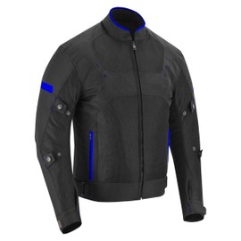 Hive Moto Men’s Waterproof & Breathable Motorcycle Jacket with CE Armor – Summer Riding Coat for Bikers. (US, Alpha, Large, Regular, Regular, Blue)