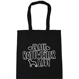 Hippowarehouse Crazy Rottweiler lady dog Tote Shopping Gym Beach Bag 42cm x38cm, 10 litres
