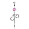 Pierced Owl - 14GA 316L Stainless Steel CZ Crystal Dangling