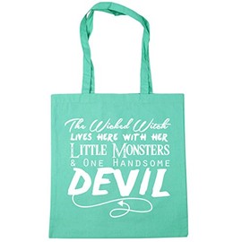 Hippowarehouse The Wicked Witch lives here with her Little Monsters and one Handsome Devil Tote Shopping Gym Beach Bag 42cm x38cm, 10 litres