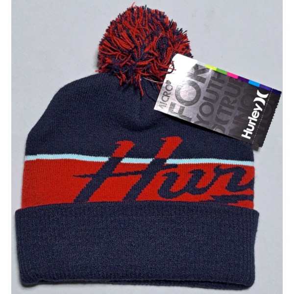 Hurley Identity POM Beanie Knit Hat Stocking Cap Skate Ski