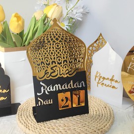 Ramadan Countdown Calendar Decorations 2025 Metal Ramadan Advent Calendar Eid Decorations for Kids Home Muslims Ramadan Party Table Decor DIY Gift Metal Ramadan Calendar
