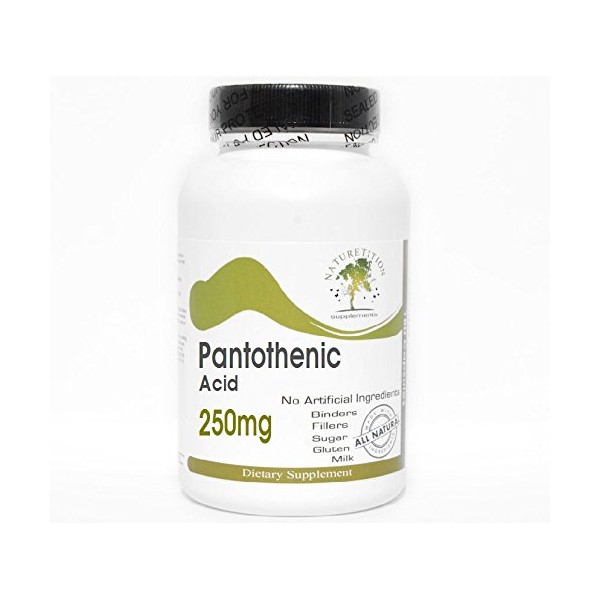 Naturetition Supplements Pantothenic Acid 250mg ~ 100 Capsules - No Additives