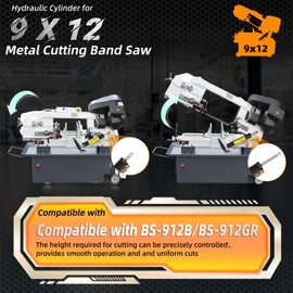 Hydraulic Cylinder for 9 x 12 Metal Cutting Band Saw, Compatible with BS-912B/BS-912GR, Hydraulic Downfeed Control Cylinder for Metal Bandsaw, Bandsaw Downfeed Cylinder, Black
